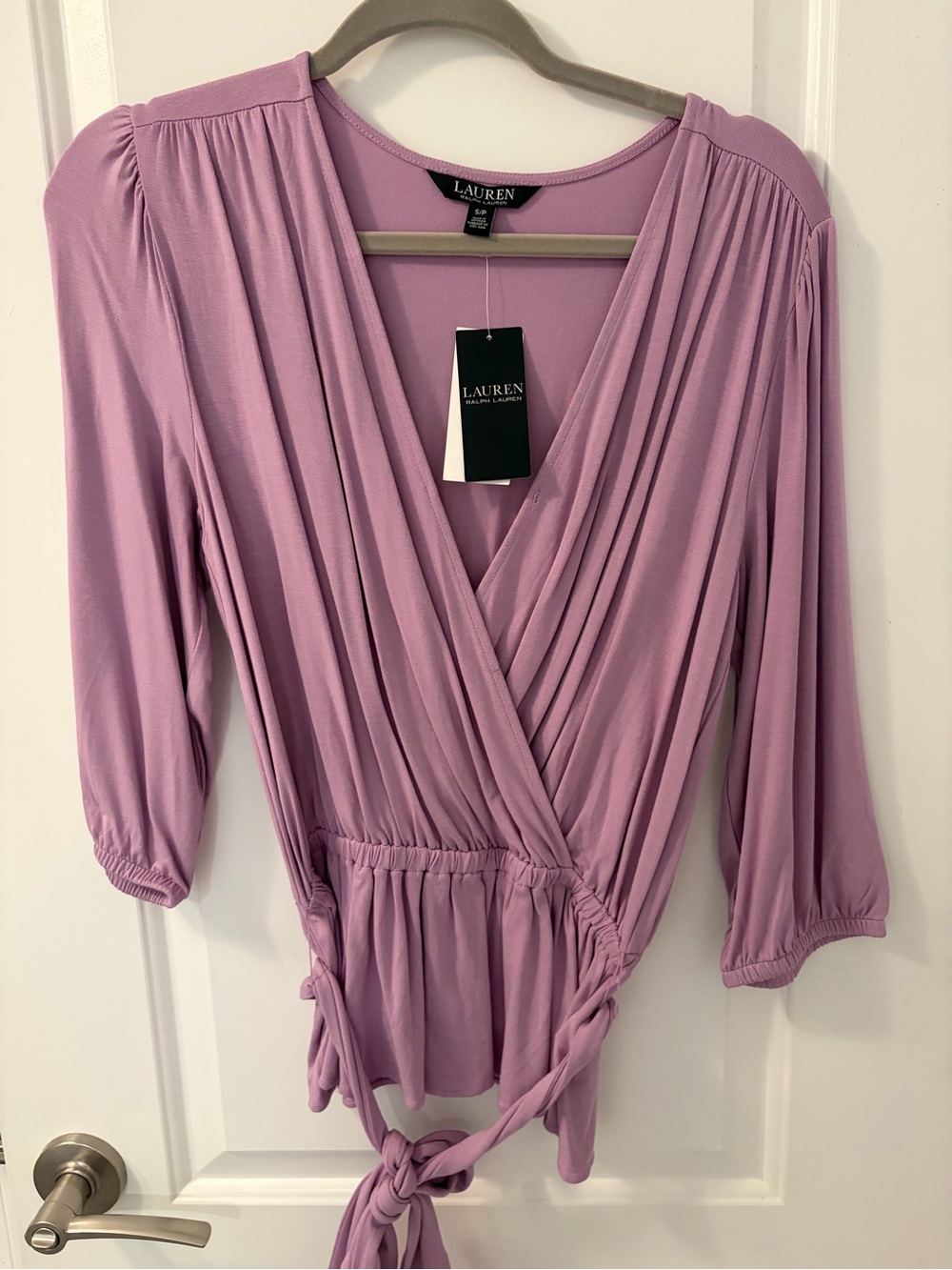 Ralph Lauren Lavender Surplice Wrap Blouse